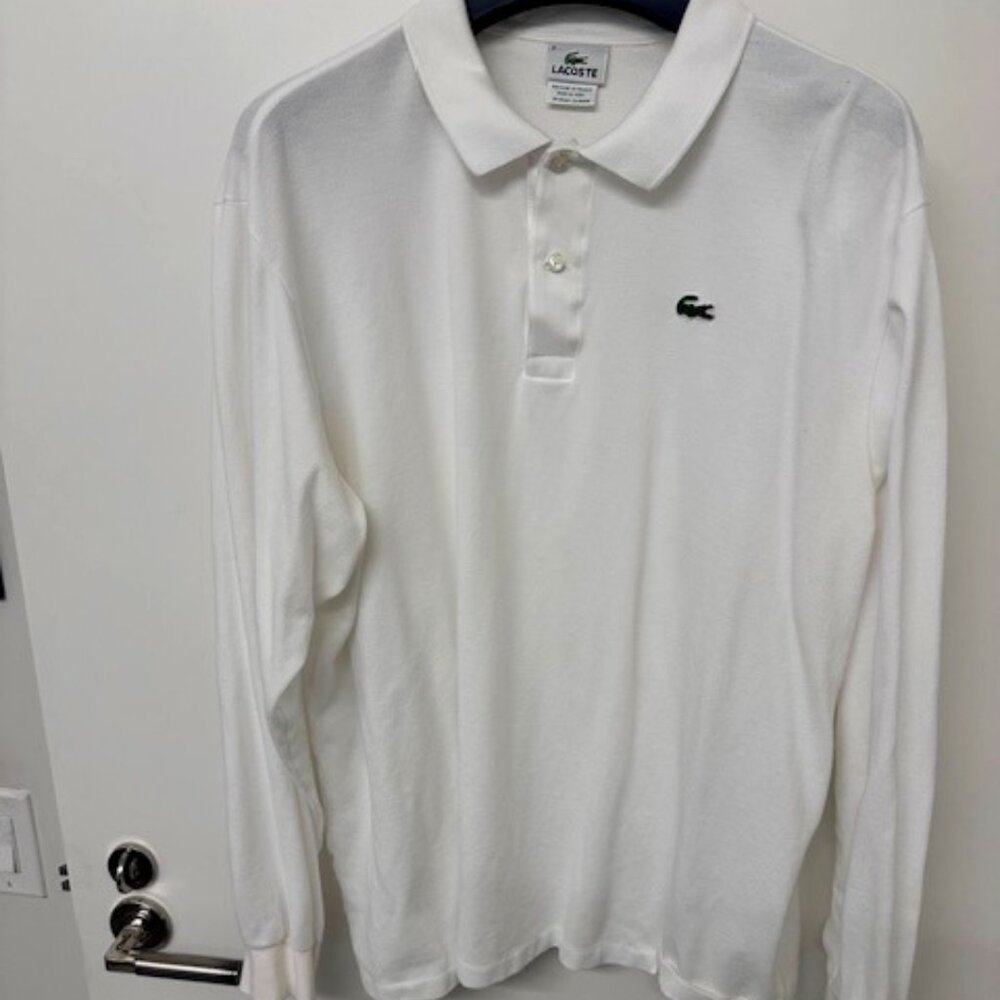 Men's Lacoste Long Sleeve Polo Shirt. 3XL White.